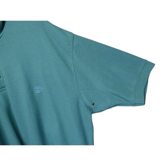 Timberland Weathergear Polo Shirt Mens XL Green Teal Short Sleeve Logo‎ Collar - Picture 6 of 9